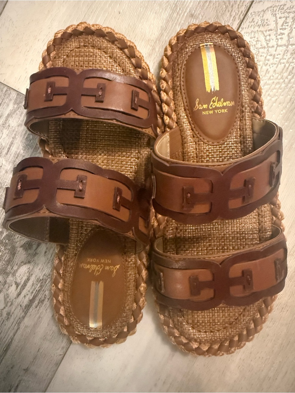 Sam Edelman Brown Braided Leather Slide Sandals women’s Size 6 Brand New! - Picture 4 of 4